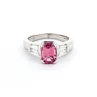 Ring .33ctw Baguette Diamonds 1.35ct Pink Tourmaline 950pt Sz5.5 123120127