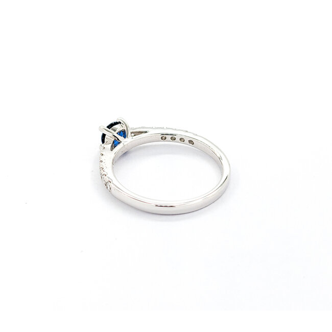 Ring .30ctw Round Diamonds .49ct Blue Sapphire 14kw sz7 124040175