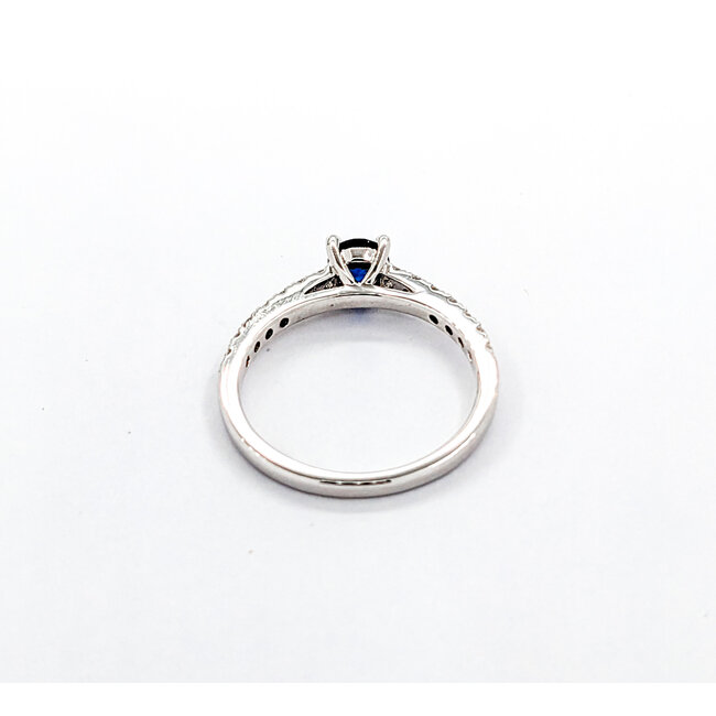 Ring .30ctw Round Diamonds .49ct Blue Sapphire 14kw sz7 124040175