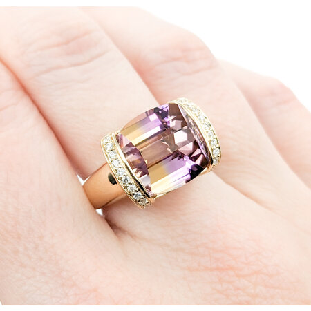 Ring .18ctw Round Diamonds 7.88ct Ametrine 14ky sz7 124040165
