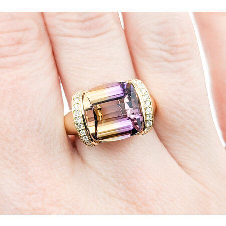 Ring .18ctw Round Diamonds 7.88ct Ametrine 14ky sz7 124040165