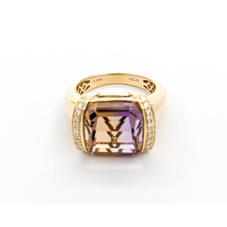 Ring .18ctw Round Diamonds 7.88ct Ametrine 14ky sz7 124040165