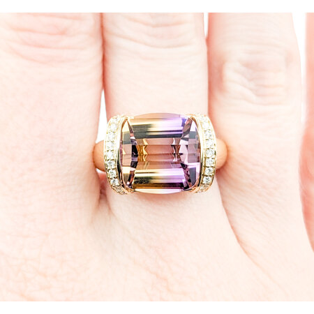 Ring .18ctw Round Diamonds 7.88ct Ametrine 14ky sz7 124040165