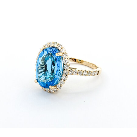 Ring .76ctw Round Diamonds 7.47ct Blue Topaz 14ky sz7 124040157