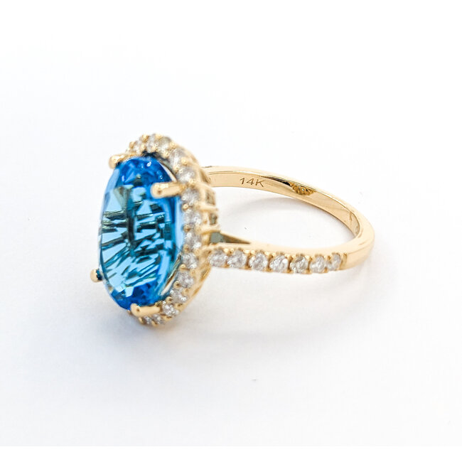 Ring .76ctw Round Diamonds 7.47ct Blue Topaz 14ky sz7 124040157
