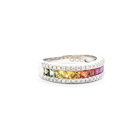 Ring .33ctw Round Diamonds 1.26ctw Multi-Color Sapphire 14kw sz7 124040166