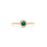  Ring .22ctw Round Diamonds .13ct Green Emerald 18ky sz7 124040160
