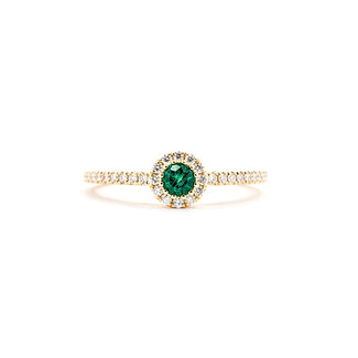 Ring .22ctw Round Diamonds .13ct Green Emerald 18ky sz7 124040160