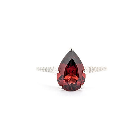 Ring .08ctw Round Diamonds 2.25ct Red Garnet 14kw sz7 124040152