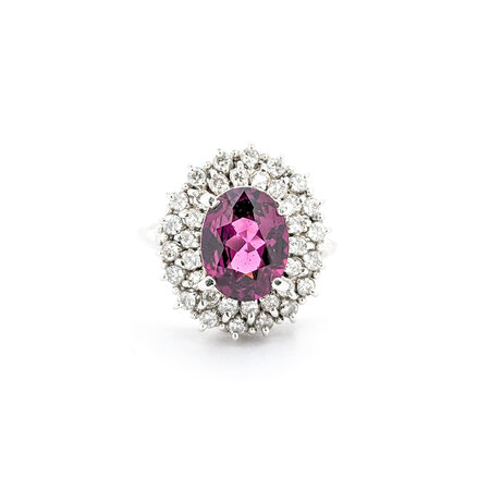 Ring Cocktail Style 0.72ctw Round Diamonds 2.05ct Purple Garnet 900pt sz6.5 124020167