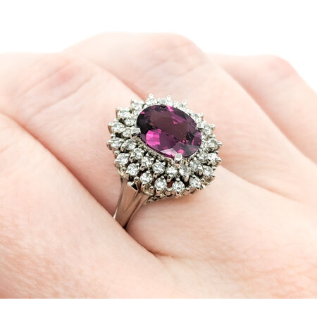Ring Cocktail Style 0.72ctw Round Diamonds 2.05ct Purple Garnet 900pt sz6.5 124020167