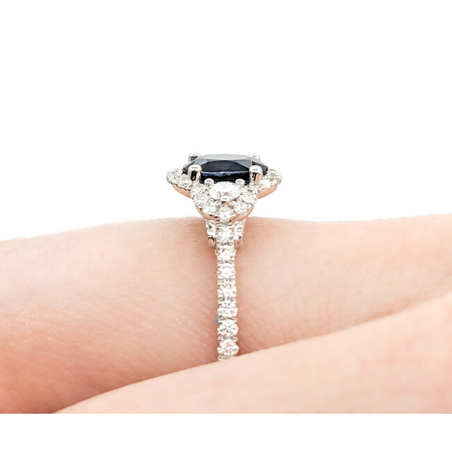 Ring .42ctw Round Diamonds .95ct Blue Sapphire 14kw sz7 124040159