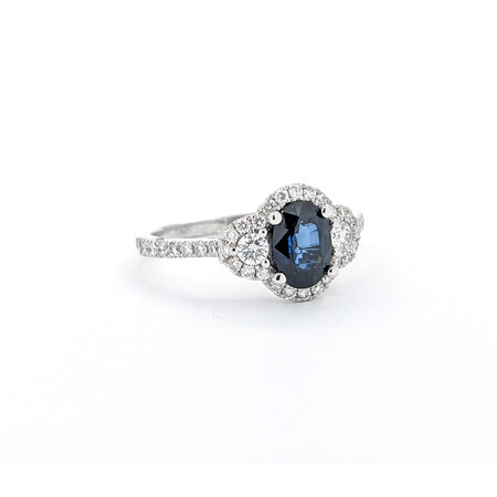 Ring .42ctw Round Diamonds .95ct Blue Sapphire 14kw sz7 124040159