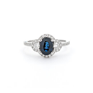 Ring .42ctw Round Diamonds .95ct Blue Sapphire 14kw sz7 124040159