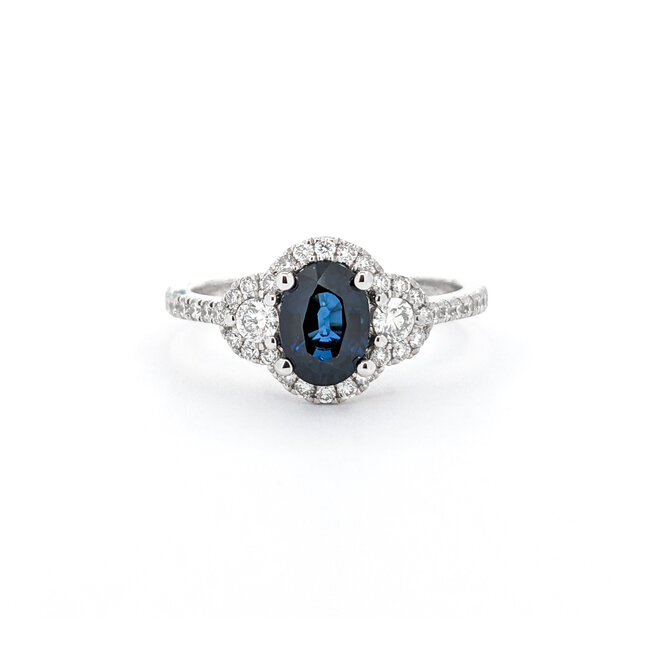 Ring .42ctw Round Diamonds .95ct Blue Sapphire 14kw sz7 124040159