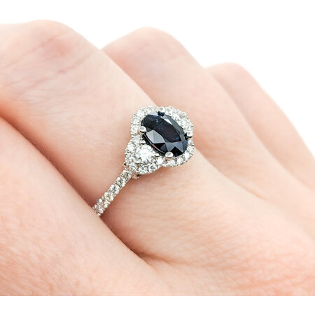 Ring .42ctw Round Diamonds .95ct Blue Sapphire 14kw sz7 124040159