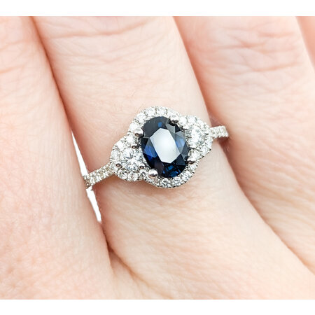 Ring .42ctw Round Diamonds .95ct Blue Sapphire 14kw sz7 124040159