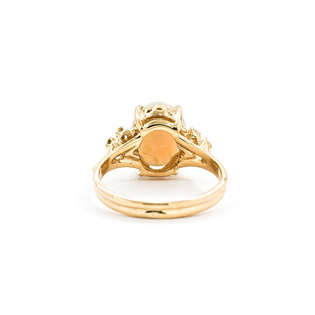 Ring Vintage .16ctw Round Diamonds 2.27ct Australian Opal 14ky sz7 124020150