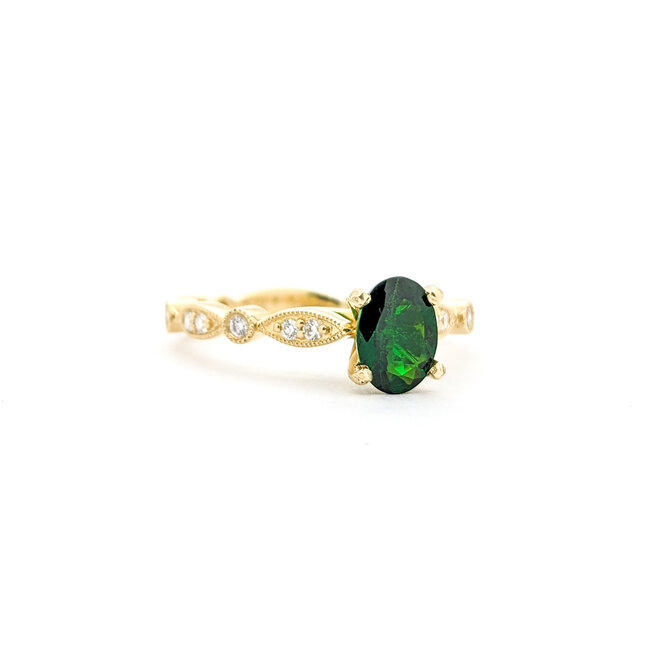 Ring .18ctw Round Diamonds .79ct Tsavorite Garnet 14ky sz7 124040153