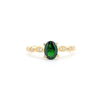 Ring .18ctw Round Diamonds .79ct Tsavorite Garnet 14ky sz7 124040153