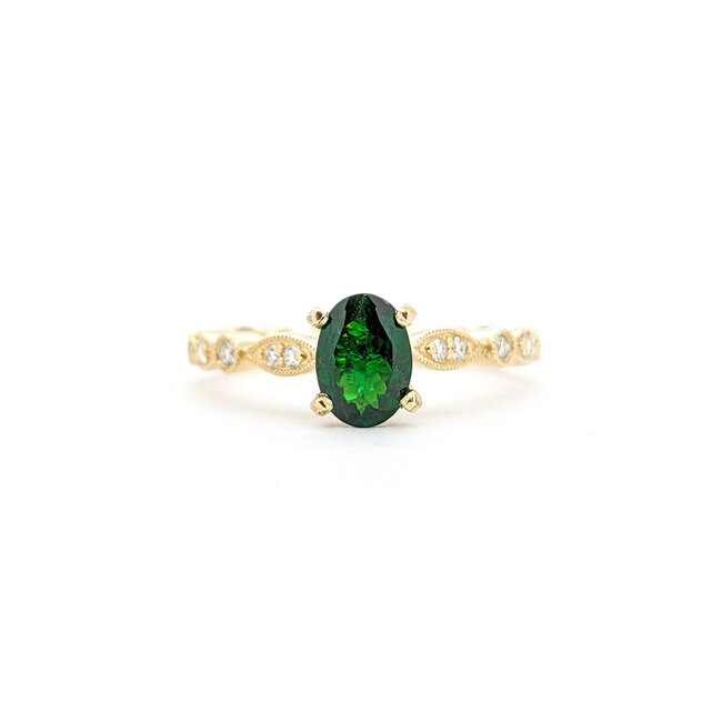Ring .18ctw Round Diamonds .79ct Tsavorite Garnet 14ky sz7 124040153
