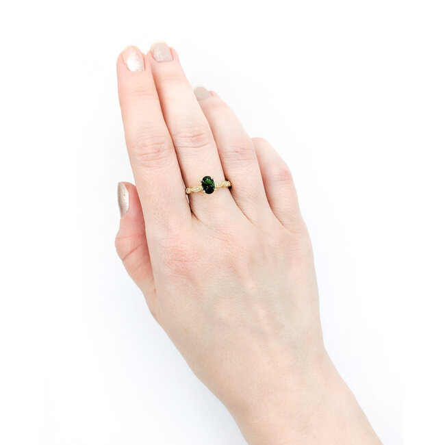 Ring .18ctw Round Diamonds .79ct Tsavorite Garnet 14ky sz7 124040153