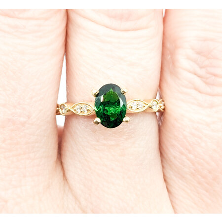 Ring .18ctw Round Diamonds .79ct Tsavorite Garnet 14ky sz7 124040153