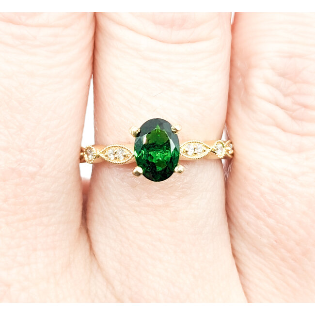 Ring .18ctw Round Diamonds .79ct Tsavorite Garnet 14ky sz7 124040153