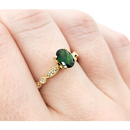 Ring .18ctw Round Diamonds .79ct Tsavorite Garnet 14ky sz7 124040153