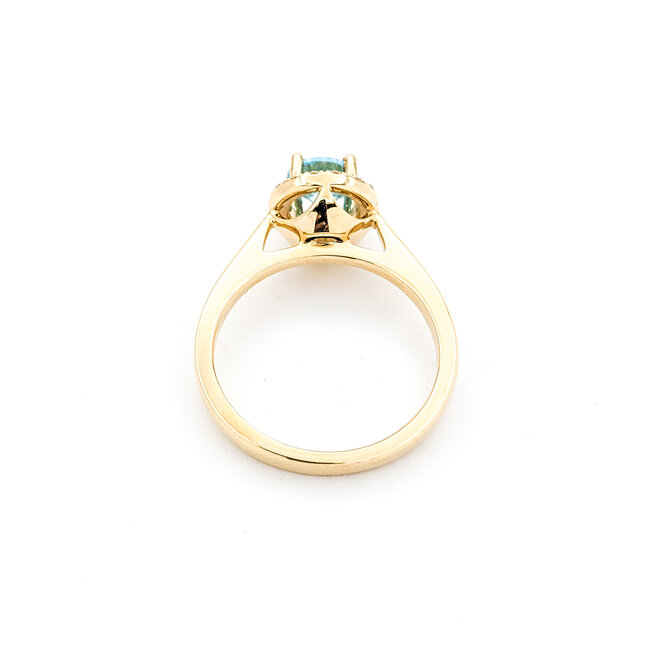 Ring .18ctw Round Diamonds 1.40ct Blue Zircon 14ky sz7 124040161