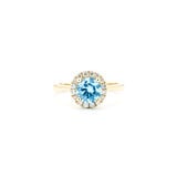  Ring .18ctw Round Diamonds 1.40ct Blue Zircon 14ky sz7 124040161