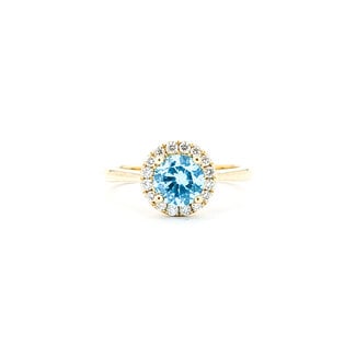 Ring .18ctw Round Diamonds 1.40ct Blue Zircon 14ky sz7 124040161