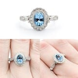  Ring .14ctw Round Diamonds .64ct Blue Aquamarine 14kw sz7 124040155