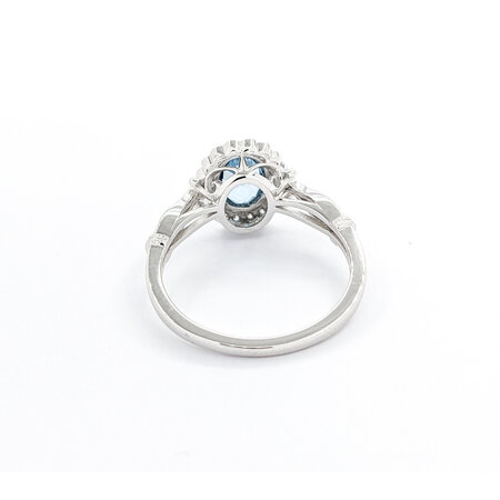 Ring .14ctw Round Diamonds .64ct Blue Aquamarine 14kw sz7 124040155