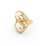  Ring Coral Branch Motif 11x8mm Baroque Pearls 14ky 224040163