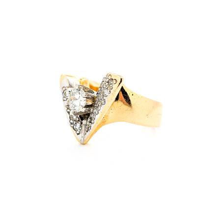 Ring "V" .45ct Round Diamond Pave .12ctw Diamonds 14ky sz5.5 224040005