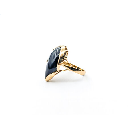 Ring Gold Swirl 24x15mm Pear Onyx 14ky 224040164