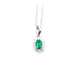 Pendant Drop .10ctw Round Diamonds .20ct Green Emerald 8.5x6.5mm 14kw 20" 124041271