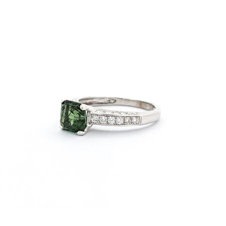Ring .60ctw Round Diamonds 1.50ct Green Tourmaline 14kw sz7 124030235