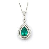  Pendant Drop .46ctw Round Diamonds 1.04ct Green Emerald 1.04x.42" 14kw 18" 124041257