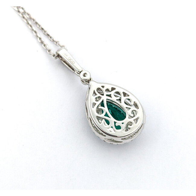 Pendant Drop .46ctw Round Diamonds 1.04ct Green Emerald 1.04x.42" 14kw 18" 124041257
