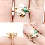 Ring Ribbon .03ctw Round Diamonds 6mm Akoya Pearls .30ctw Emeralds 14ky sz6.5 224040159