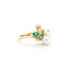 Ring Ribbon .03ctw Round Diamonds 6mm Akoya Pearls .30ctw Emeralds 14ky sz6.5 224040159