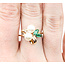 Ring Ribbon .03ctw Round Diamonds 6mm Akoya Pearls .30ctw Emeralds 14ky sz6.5 224040159