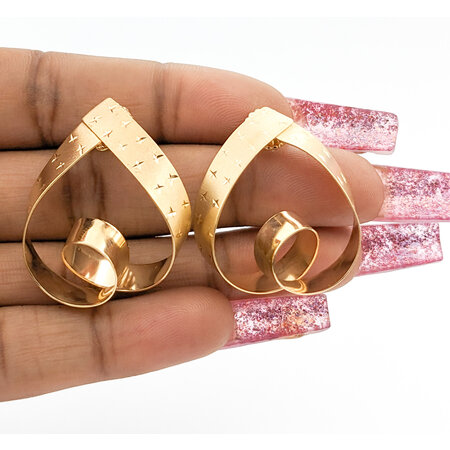 Earrings Diamond Cut Ribbon Friction Post 14ky 224044307