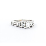  Ring 3 Stone Channel Set Sides 1.00ctw Emerald/Baguette Diamonds 14kw sz6 224040306