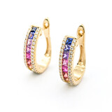  Earrings .45ctw Round Diamonds Leverback 1.85ctw Multi-Color Sapphire .75x.20" 14ky 124044188