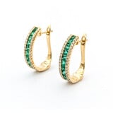  Earrings .43ctw Round Diamonds Leverback 1.13ctw Emerald .75x.20" 14ky 124044184