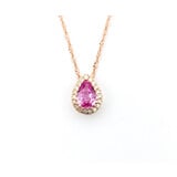  Pendant Drop .06ctw Round Diamonds .42ct Pink Sapphire 8.75x6.75mm 14kr 20" 124041255