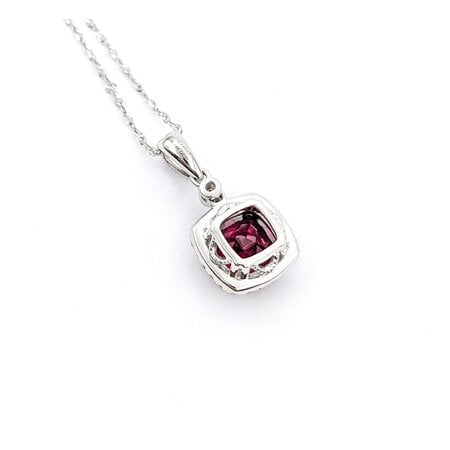 Pendant Drop .14ctw Round Diamonds 1.96ct Rhodolite Garnet 10x10mm 14kw 20" 124041258